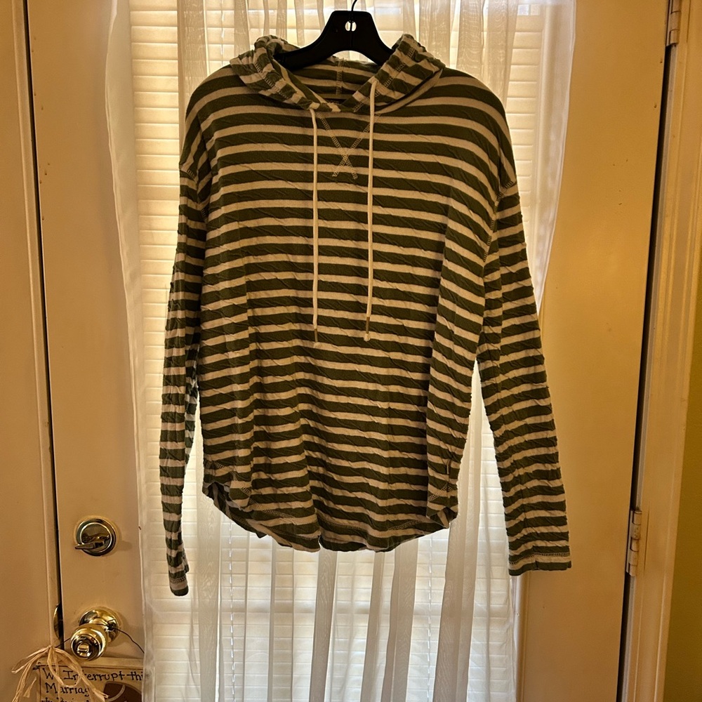 Eddie Bauer Green and White Striped Hoodie